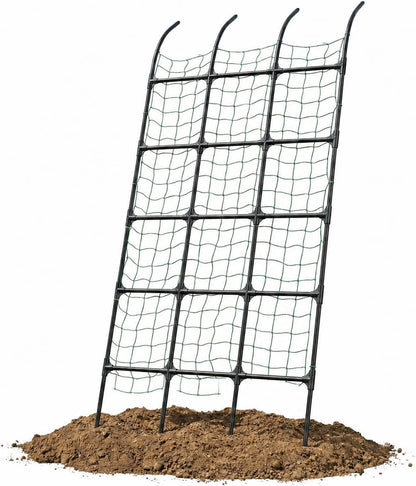8.8ft Leaning Garden Trellis, No-Drill Lean-to Design for Climbing Plants | PE-Coated Galvanized Steel Plant Support for Flowers & Vegetables, Rust-Proof & Space-Saving Vertical Gardening