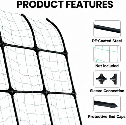 8.8ft Leaning Garden Trellis, No-Drill Lean-to Design for Climbing Plants | PE-Coated Galvanized Steel Plant Support for Flowers & Vegetables, Rust-Proof & Space-Saving Vertical Gardening