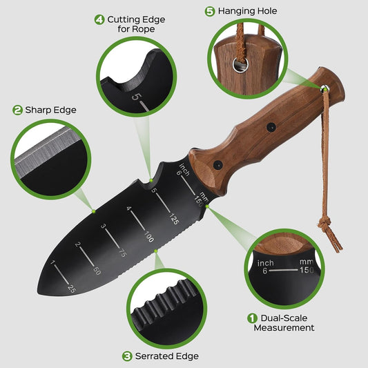Hori Hori Garden Knife, Garden Tools Trowel with EDC Sheath & Hanging Hole