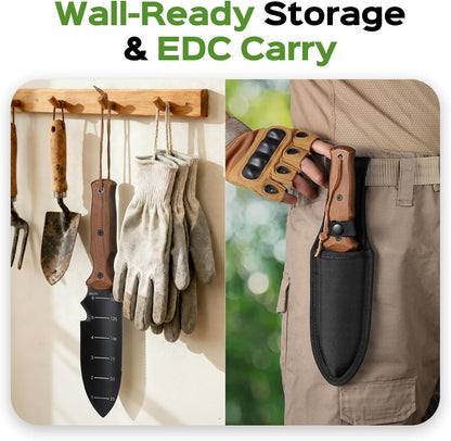 Hori Hori Garden Knife, Garden Tools Trowel with EDC Sheath & Hanging Hole