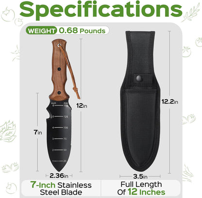 Hori Hori Garden Knife, Garden Tools Trowel with EDC Sheath & Hanging Hole