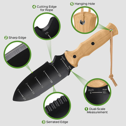 Hori Hori Garden Knife, Garden Tools Trowel with EDC Sheath & Hanging Hole