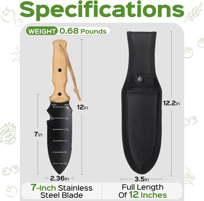 Hori Hori Garden Knife, Garden Tools Trowel with EDC Sheath & Hanging Hole