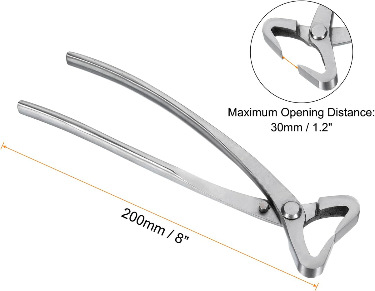 Bonsai Concave Cutter 8 Inch 200mm Bonsai Tool Branch Cutter Bonsai Modeling Gardening Scissors for Branch Cutting, Silver