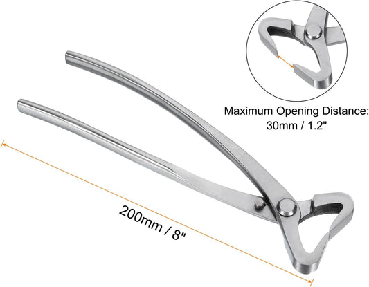 Bonsai Concave Cutter 8 Inch 200mm Bonsai Tool Branch Cutter Bonsai Modeling Gardening Scissors for Branch Cutting, Silver