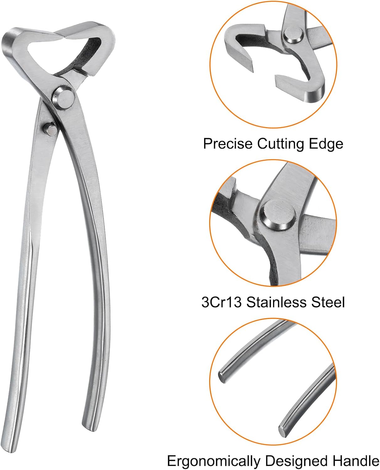 Bonsai Concave Cutter 8 Inch 200mm Bonsai Tool Branch Cutter Bonsai Modeling Gardening Scissors for Branch Cutting, Silver