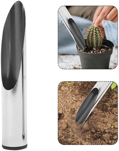 Small Stainless Steel Soil Scoop for Indoor Plants, Metal Potting Bucket Shovel Bonsai Tools, Succulent Gardening Scooper Trowel for Dirt Container