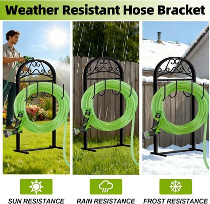 Garden Hose Holder, Hose Holder Stand Rustproof Freestanding Heavy-Duty with Sturdy Metal Hose Stand and Hanger, Hoses Storage Holds 100Ft Hose Reel for Outside Yard