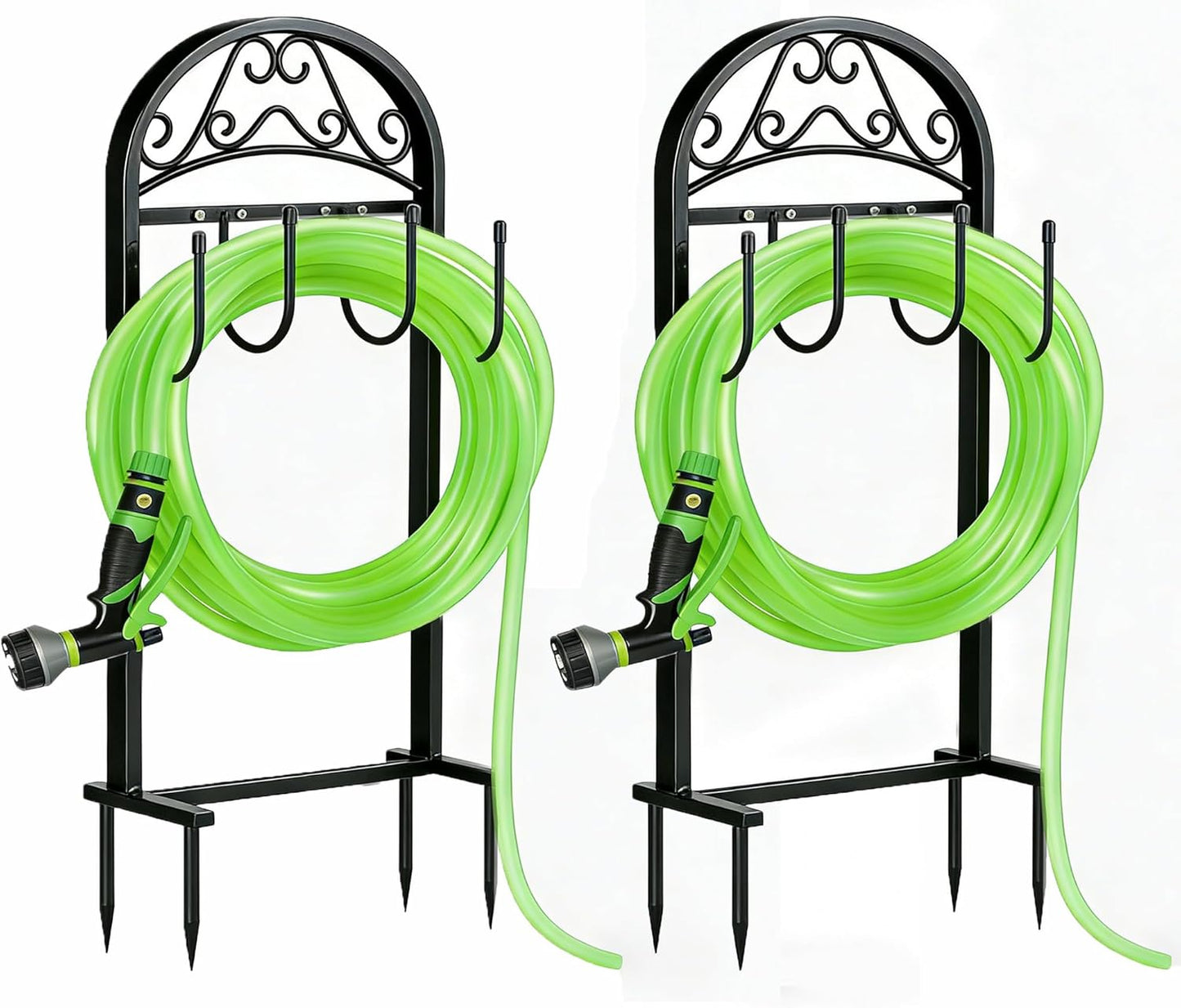 Garden Hose Holder, Hose Holder Stand Rustproof Freestanding Heavy-Duty with Sturdy Metal Hose Stand and Hanger, Hoses Storage Holds 100Ft Hose Reel for Outside Yard