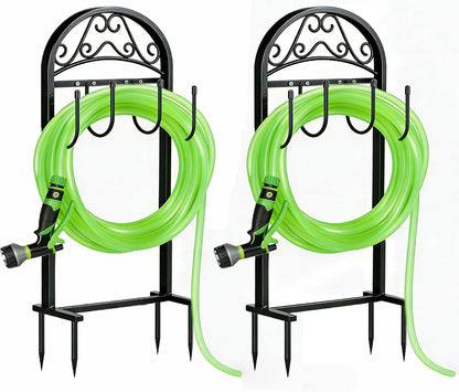 Garden Hose Holder, Hose Holder Stand Rustproof Freestanding Heavy-Duty with Sturdy Metal Hose Stand and Hanger, Hoses Storage Holds 100Ft Hose Reel for Outside Yard
