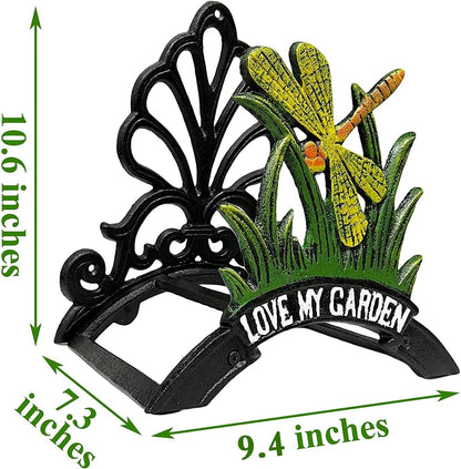 Decorative Garden Hose Holder,Hose Hanger,Heavy Duty Cast Iron Garden Yard Water Pipe Holds,Wall Mounted Hose Butler,Hose Rack Reel,50FT 75FT 100FT Water Hose Bulter Storage (Butterflies)