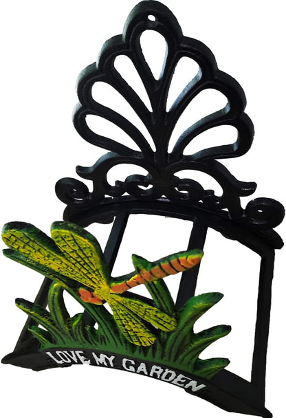 Decorative Garden Hose Holder,Hose Hanger,Heavy Duty Cast Iron Garden Yard Water Pipe Holds,Wall Mounted Hose Butler,Hose Rack Reel,50FT 75FT 100FT Water Hose Bulter Storage (Butterflies)