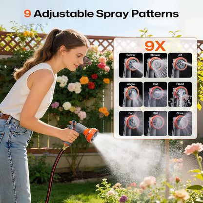 Retractable Garden Hose Reel, 1/2 Inch x 85 ft Wall Mounted, Heavy Duty Garden Hose Reel with 9 Patterns Nozzle, Any Length Lock, Upgraded Slow Return System and 180°Swivel Bracket (1/2" 85FT)