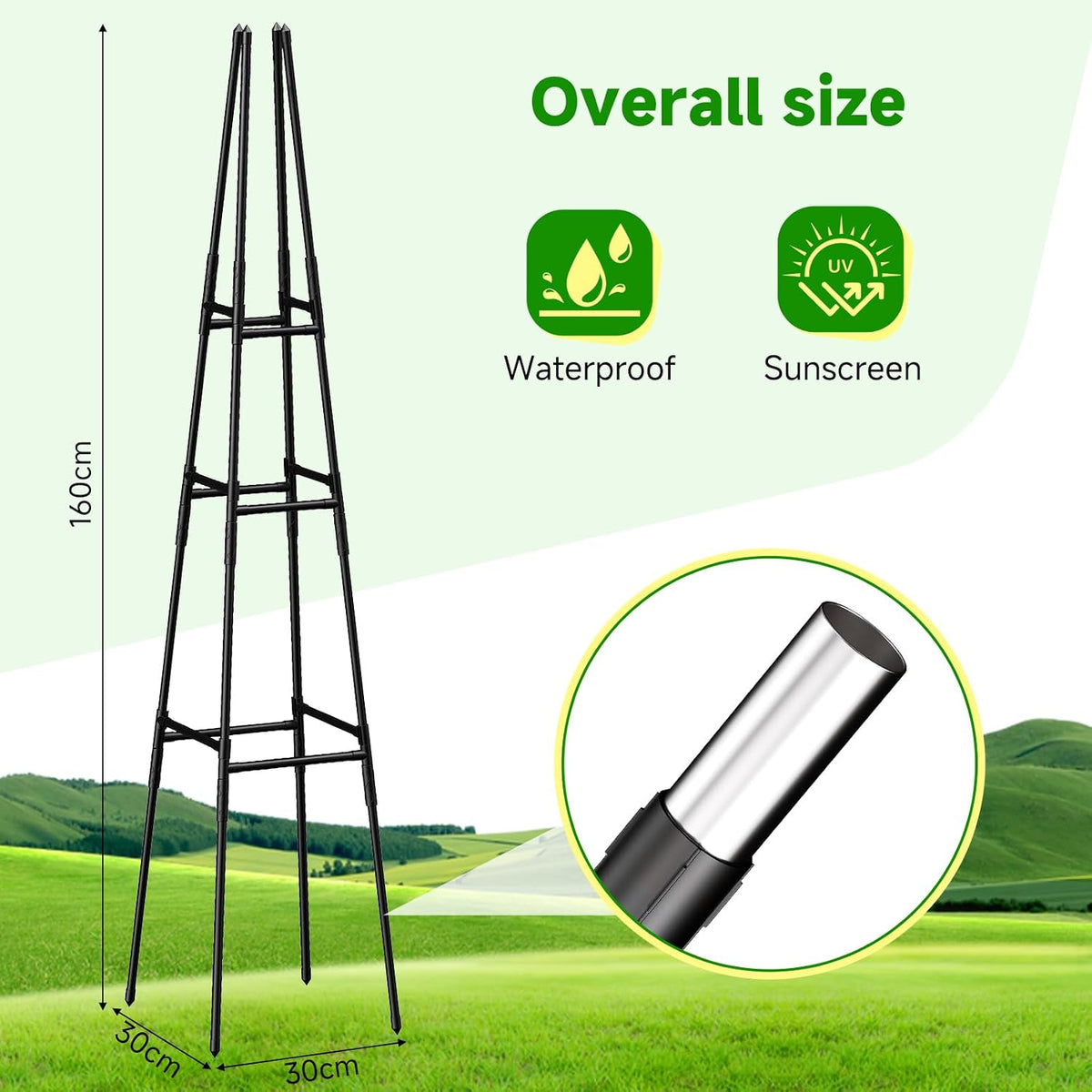 Garden Obelisk Trellis for Climbing Plants Outdoor, 63 Inch Height Adjustable Gardening Trellis, Steel Plastic Coated Plant Support for Indoor & Outdoor Multiple Climbing Plants(2PCS)