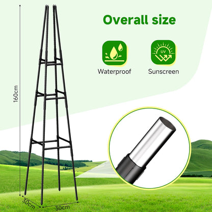 Garden Obelisk Trellis for Climbing Plants Outdoor, 63 Inch Height Adjustable Gardening Trellis, Steel Plastic Coated Plant Support for Indoor & Outdoor Multiple Climbing Plants(2PCS)