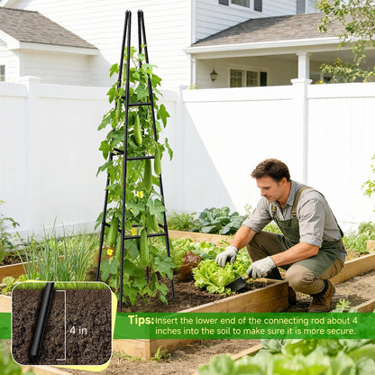 Garden Obelisk Trellis for Climbing Plants Outdoor, 63 Inch Height Adjustable Gardening Trellis, Steel Plastic Coated Plant Support for Indoor & Outdoor Multiple Climbing Plants(2PCS)