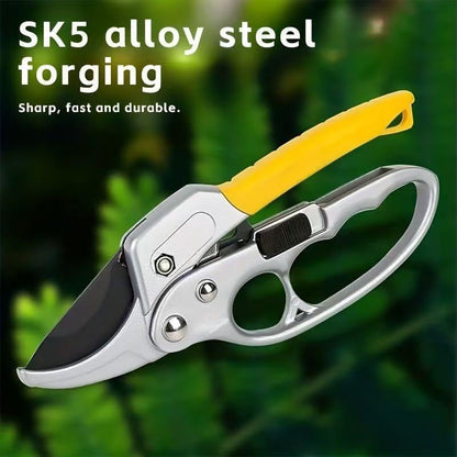 Professional Bypass Pruning Shears, 8.5 Inch SK5 Steel with Titanium, Heavy Duty Garden Clippers for Hedge Trimming (Black) (Yellow)