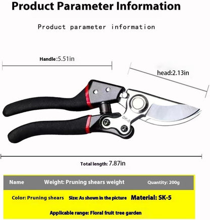 Professional Bypass Pruning Shears, 8.5 Inch SK5 Steel with Titanium, Heavy Duty Garden Clippers for Hedge Trimming (Black) (Yellow)