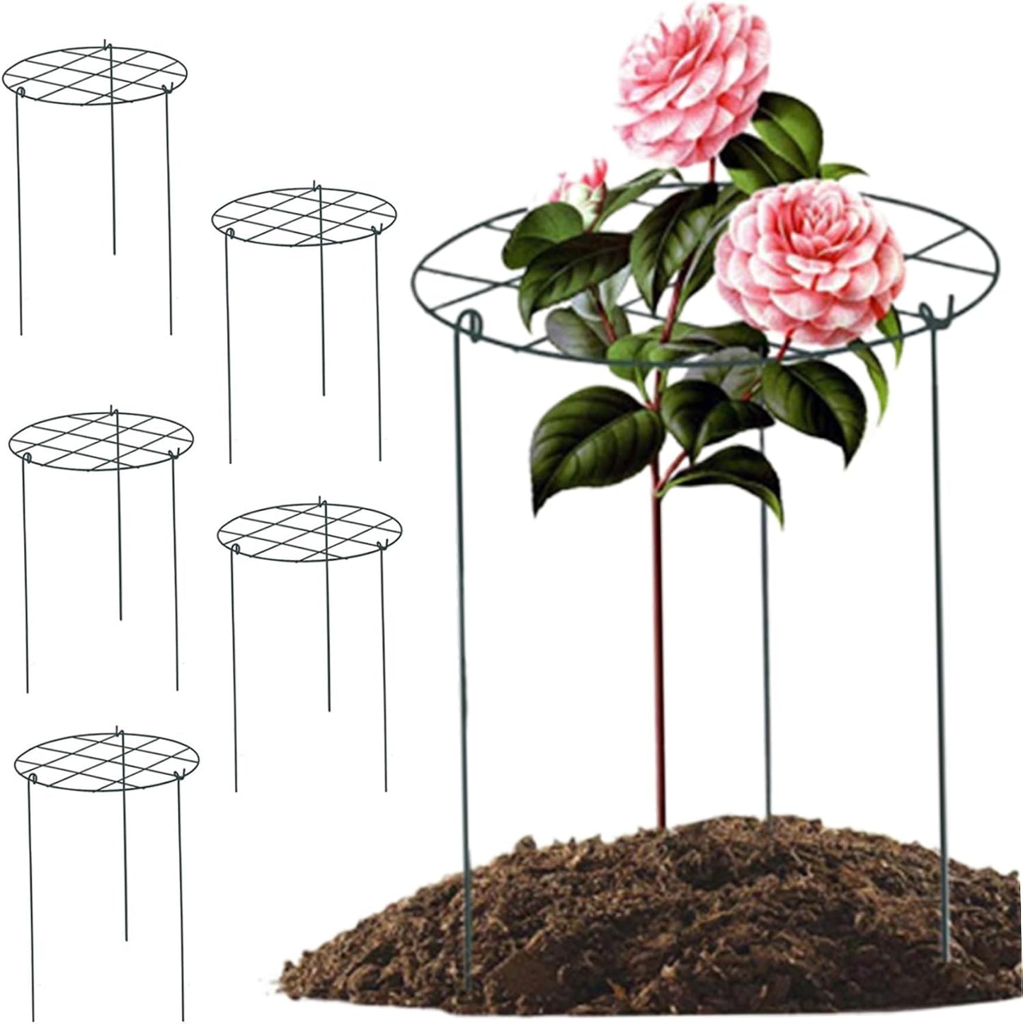 Peonies Support Cages, 6 Pack Peony Cages and Supports 35x45cm Plant Cages for Outdoor Plants Tomato Plant Support Plant Brace Flower Support Rings Hoops for Rose, Orchids, 12x18''