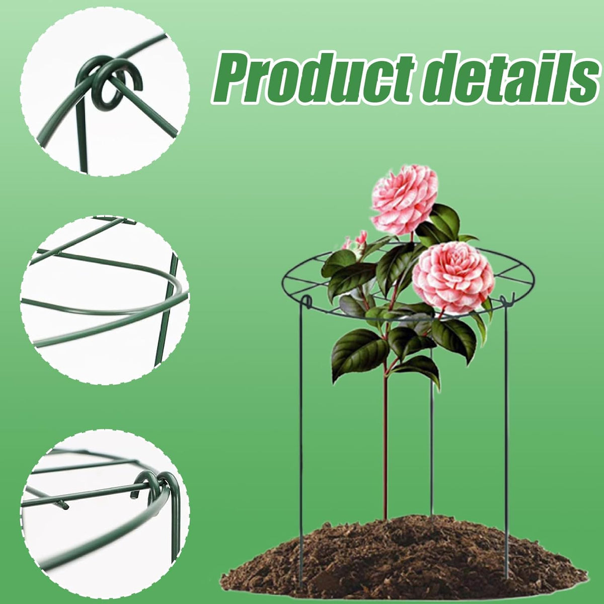 Peonies Support Cages, 6 Pack Peony Cages and Supports 35x45cm Plant Cages for Outdoor Plants Tomato Plant Support Plant Brace Flower Support Rings Hoops for Rose, Orchids, 12x18''