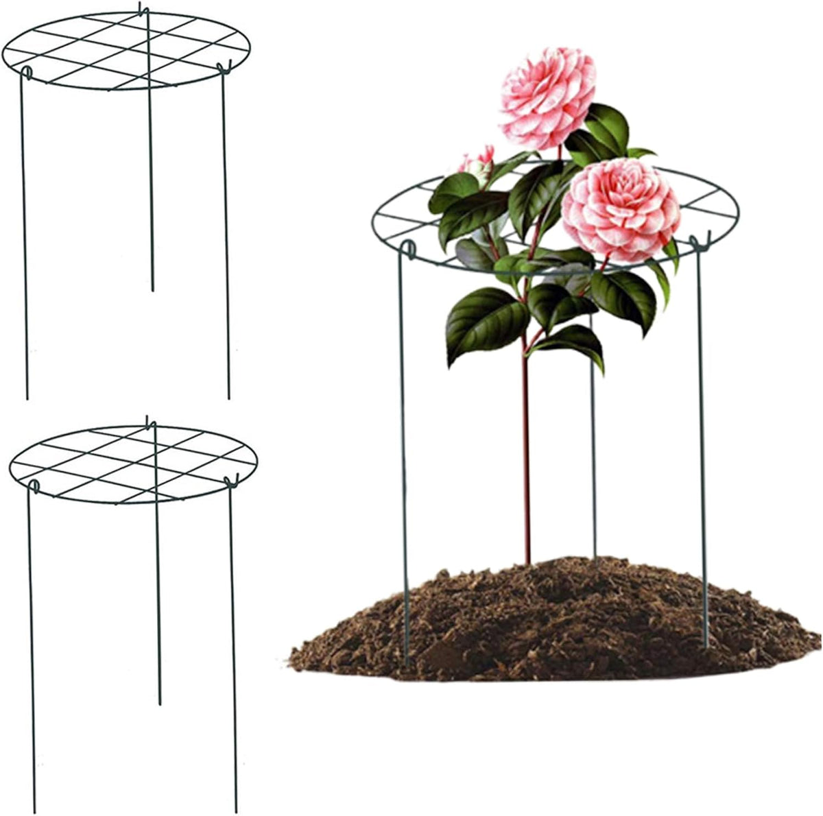 Peonies Support Cages, 6 Pack Peony Cages and Supports 35x45cm Plant Cages for Outdoor Plants Tomato Plant Support Plant Brace Flower Support Rings Hoops for Rose, Orchids, 12x18''