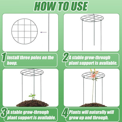 Peonies Support Cages, 6 Pack Peony Cages and Supports 35x45cm Plant Cages for Outdoor Plants Tomato Plant Support Plant Brace Flower Support Rings Hoops for Rose, Orchids, 12x18''