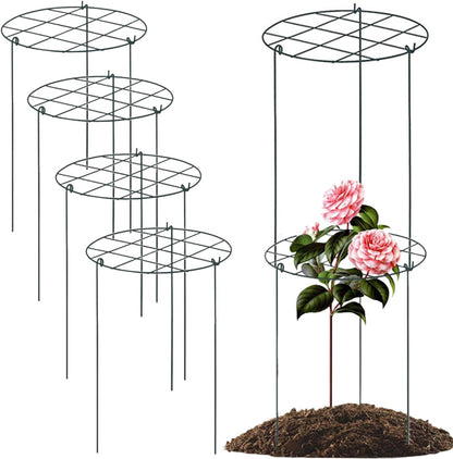 Peonies Support Cages, 6 Pack Peony Cages and Supports 35x45cm Plant Cages for Outdoor Plants Tomato Plant Support Plant Brace Flower Support Rings Hoops for Rose, Orchids, 12x18''