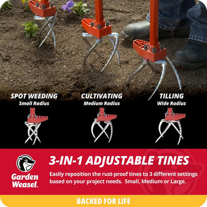 Claw Pro 3-in-1 Hand Cultivator Tiller Weeder Soil Loosener