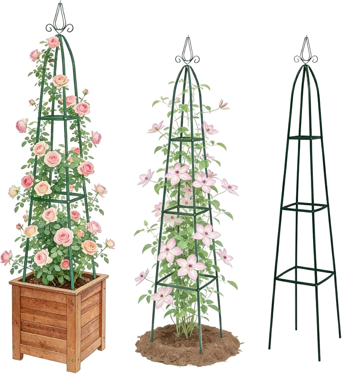 100% Metal Obelisk Teepee Garden Trellis for Climbing Plants Outdoor Indoor