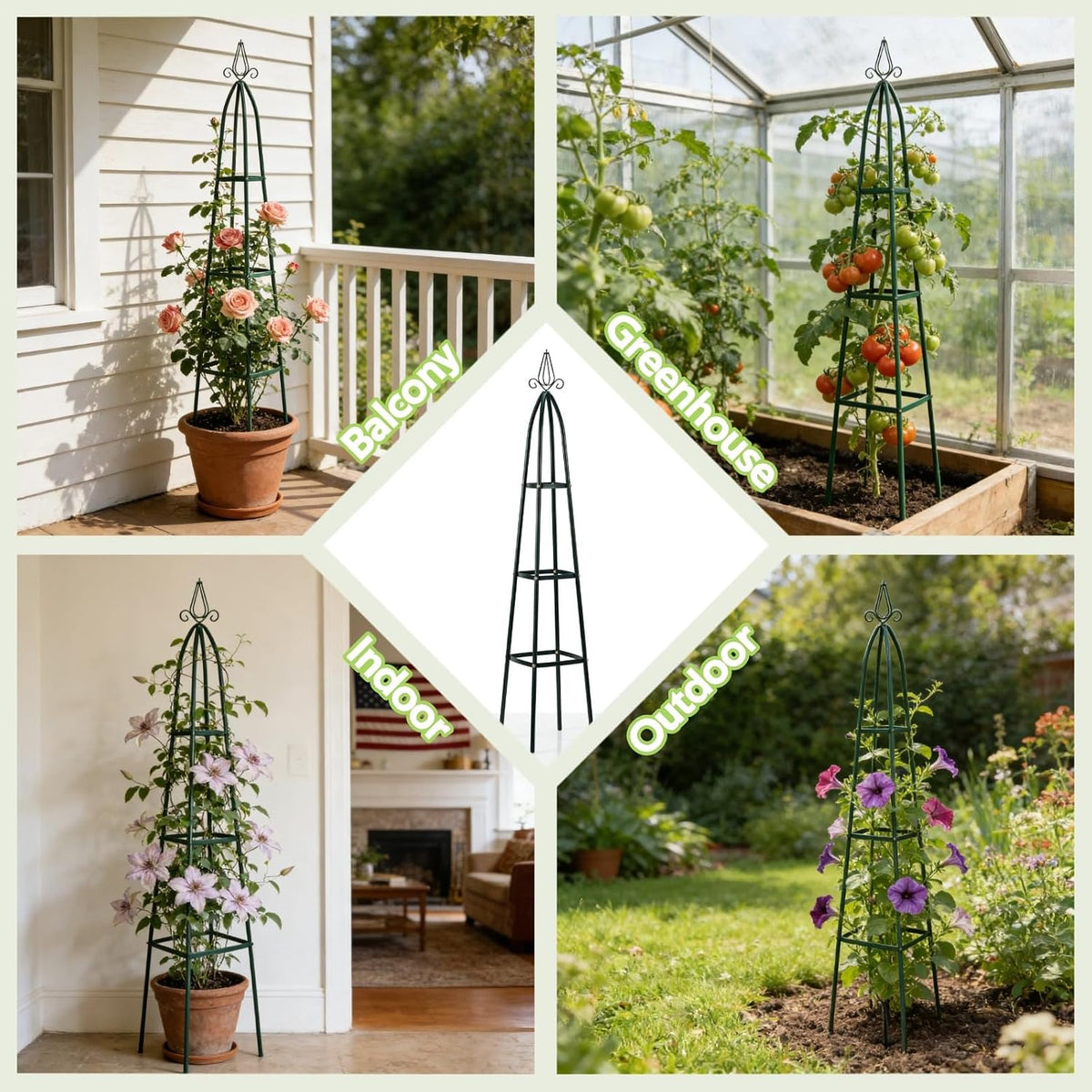 100% Metal Obelisk Teepee Garden Trellis for Climbing Plants Outdoor Indoor