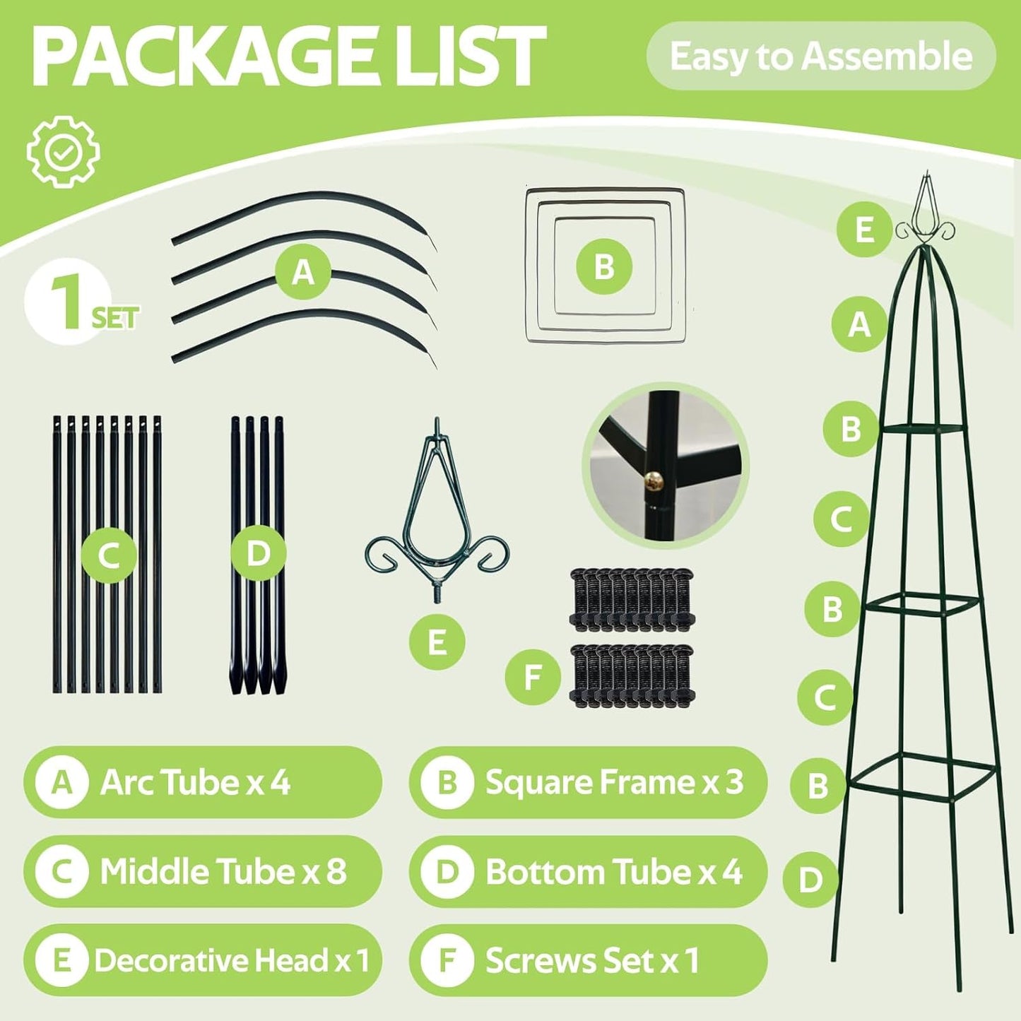100% Metal Obelisk Teepee Garden Trellis for Climbing Plants Outdoor Indoor