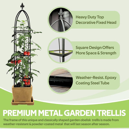 100% Metal Obelisk Teepee Garden Trellis for Climbing Plants Outdoor Indoor