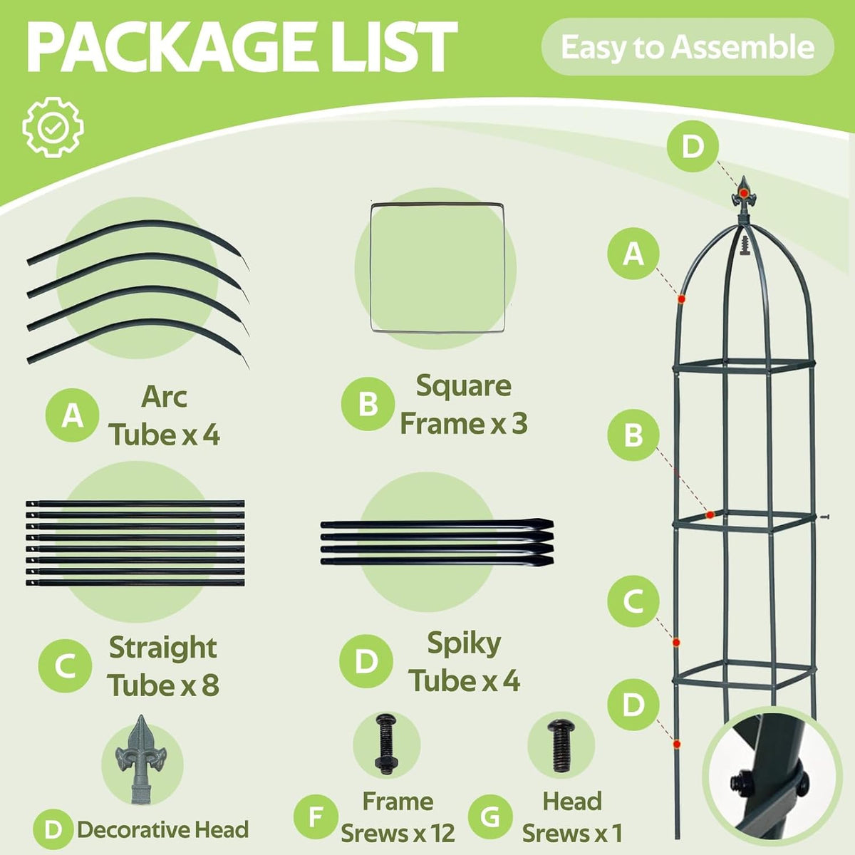 100% Metal Obelisk Teepee Garden Trellis for Climbing Plants Outdoor Indoor