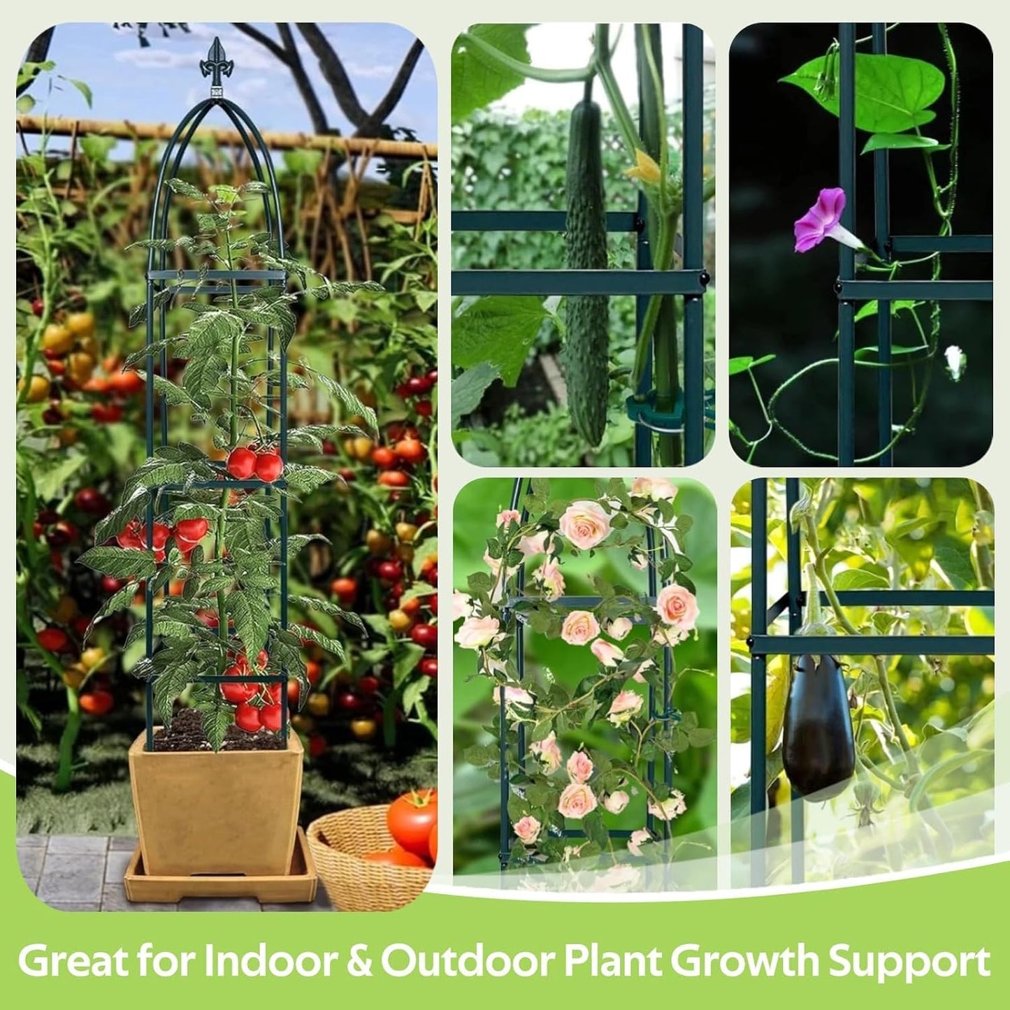 100% Metal Obelisk Teepee Garden Trellis for Climbing Plants Outdoor Indoor