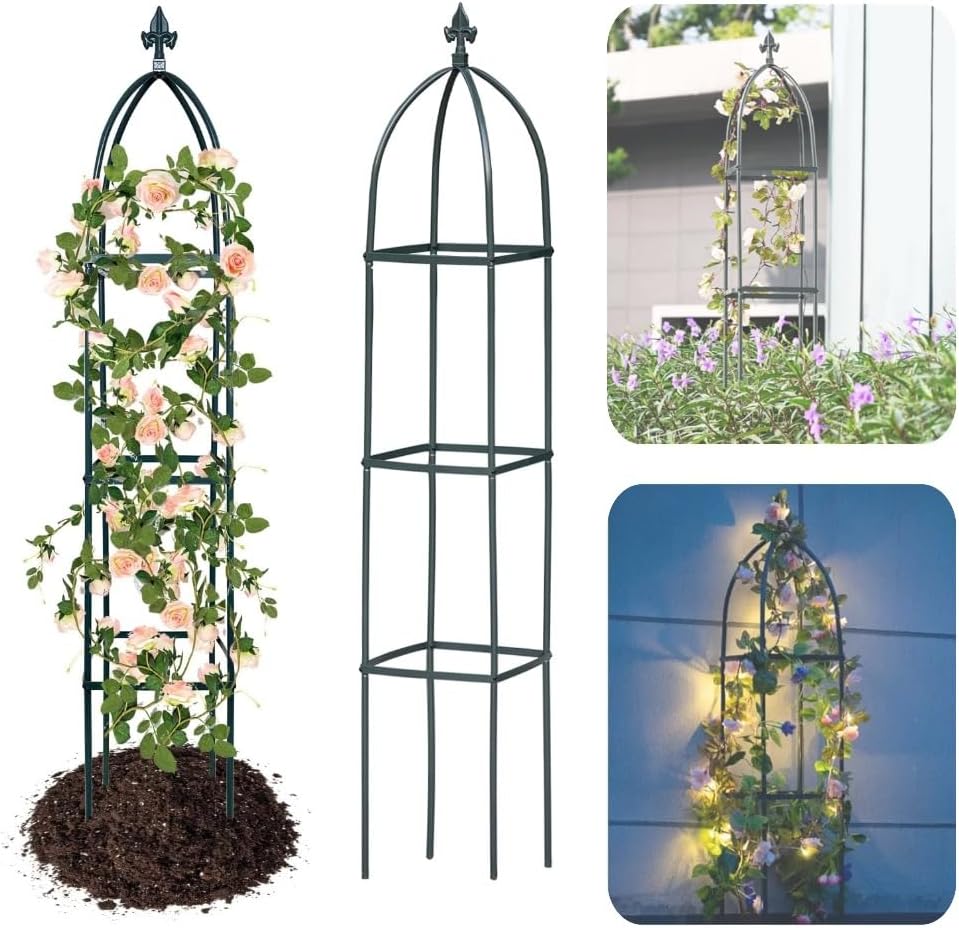100% Metal Obelisk Teepee Garden Trellis for Climbing Plants Outdoor Indoor