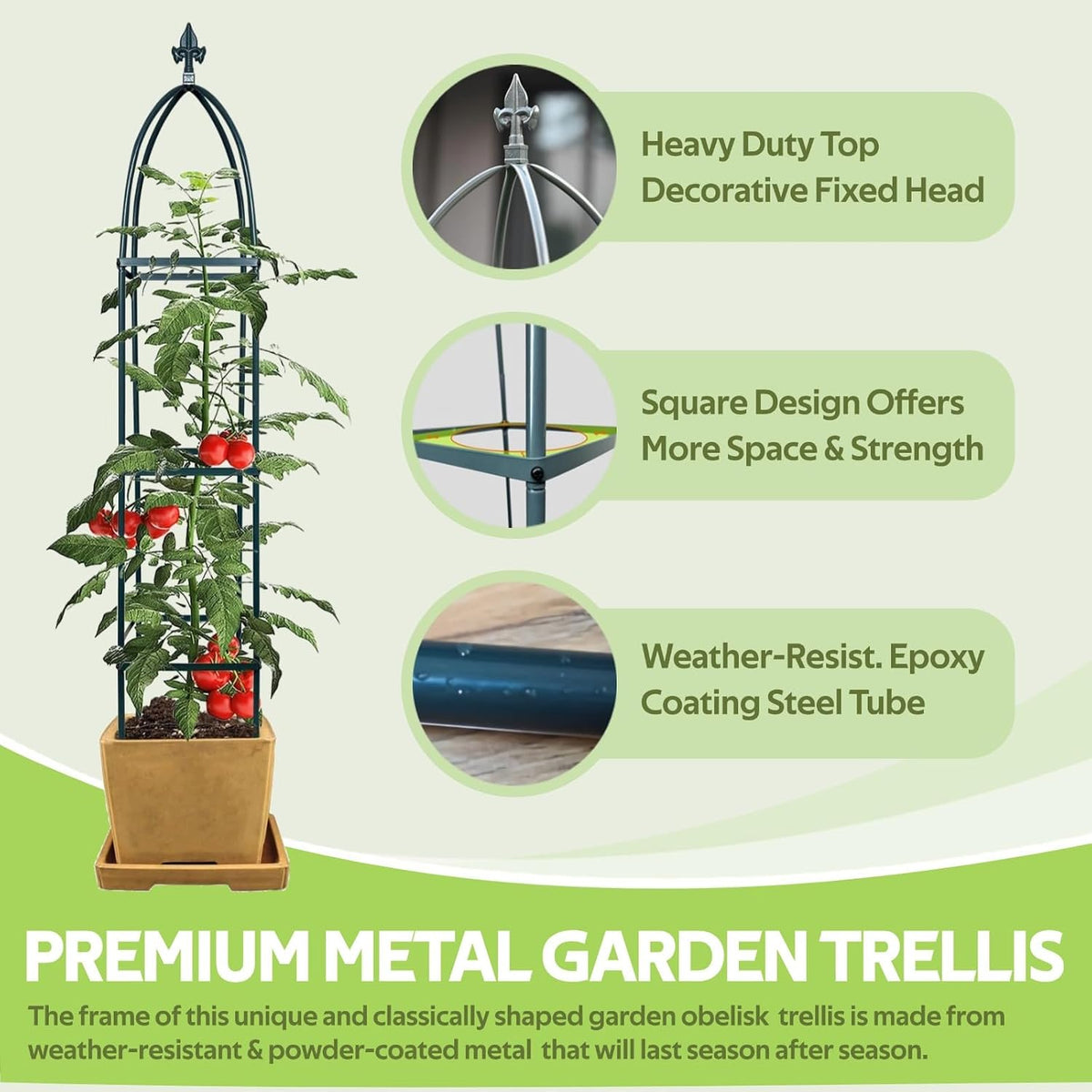 100% Metal Obelisk Teepee Garden Trellis for Climbing Plants Outdoor Indoor