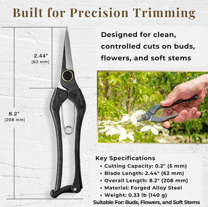 Japanese Pruning Shears, 8.2" Long, Cuts up to 0.2", Made in Japan