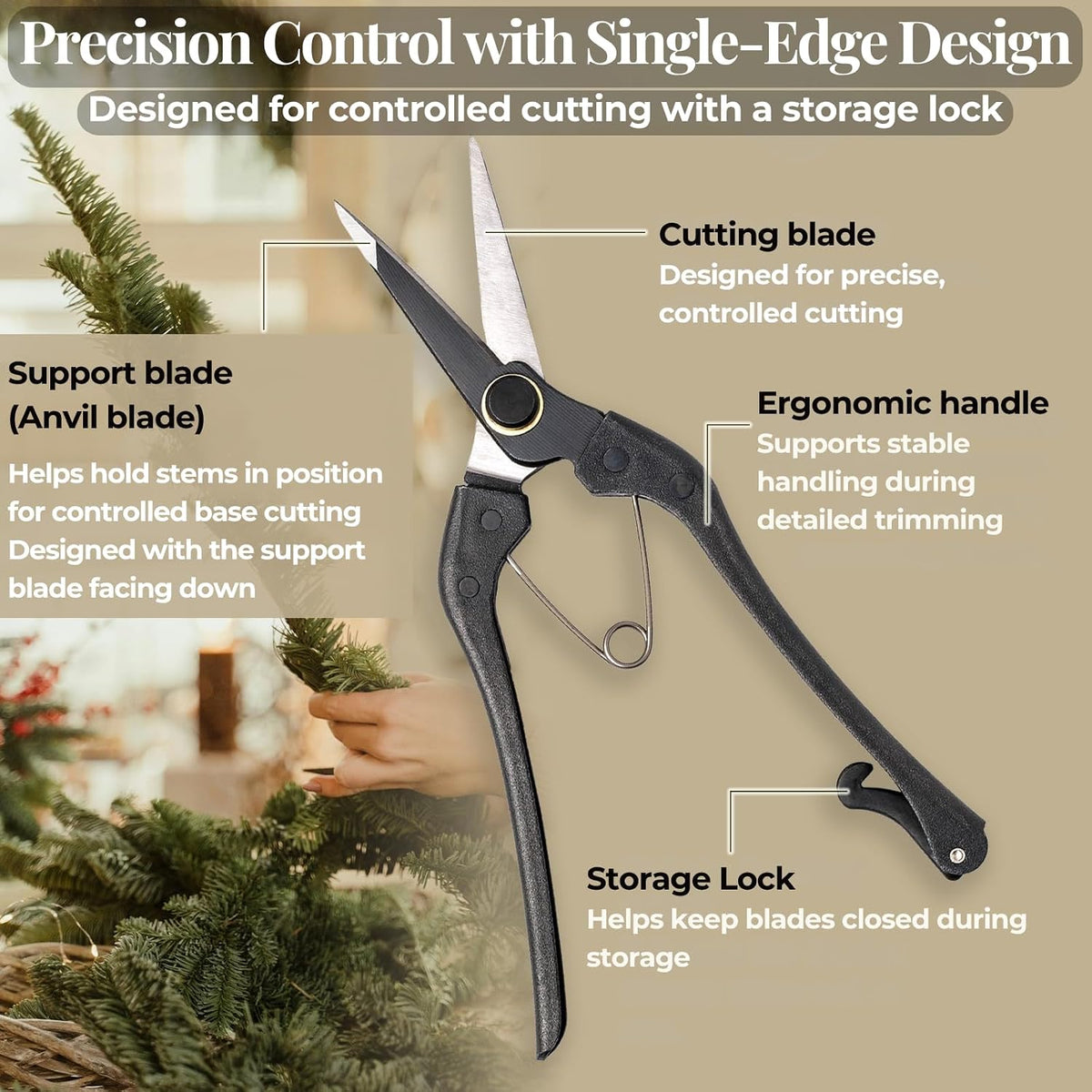 Japanese Pruning Shears, 8.2" Long, Cuts up to 0.2", Made in Japan