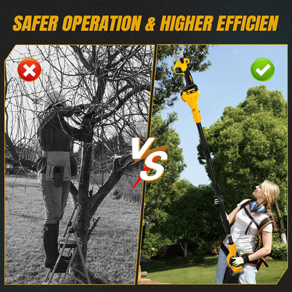 Cordless Pruning Shears Compatible with Dewalt 20V, Electric Pruning Shears with Extension Pole up to 4.57m Range, LCD Display 30 mm Battery Pruning Shears & Loppers for Garden (No Battery)