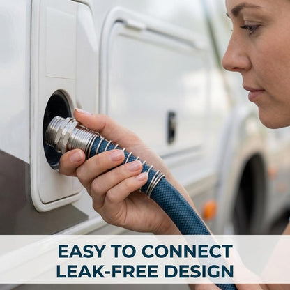 15FT RV Drinking Water Hose 5/8", Lead and BPA Free Fresh Water Hose for Camper and Travel Trailer, Flexible Anti Kink Design with Strain Relief Ends and Storage Strap (Blue)