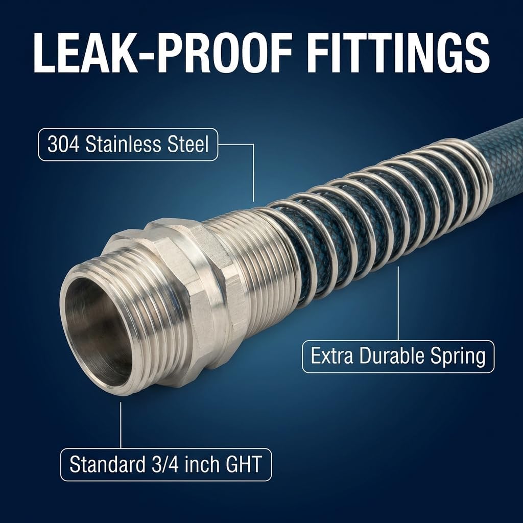 15FT RV Drinking Water Hose 5/8", Lead and BPA Free Fresh Water Hose for Camper and Travel Trailer, Flexible Anti Kink Design with Strain Relief Ends and Storage Strap (Blue)