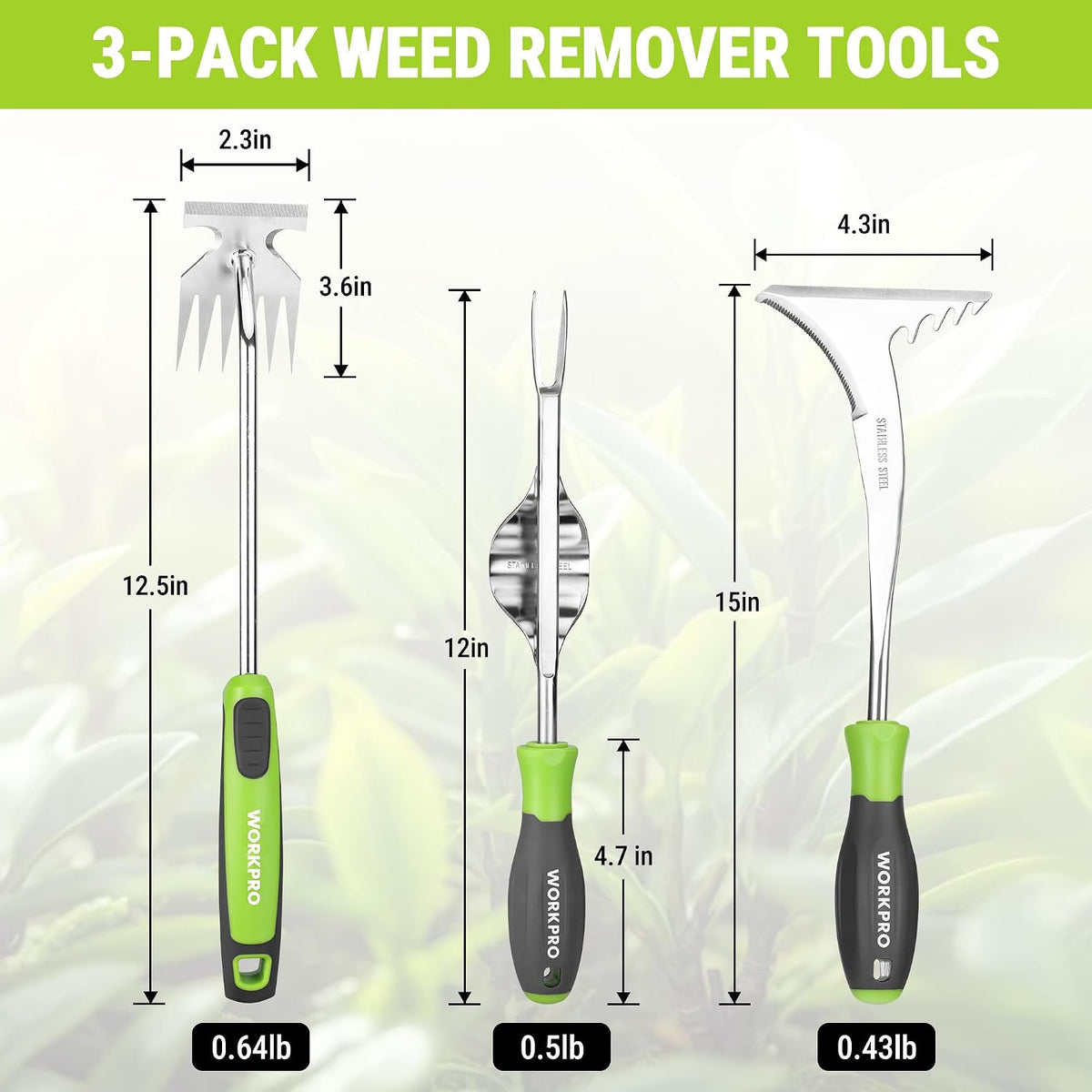 3-Piece Weed Puller Tool Set