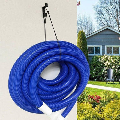 Heavy Duty Wall-Mounted Metal Hose Bracket, Pool & Garden Hose Organizer - Holds Up to 60 Feet (50 lbs)