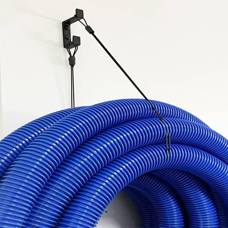 Heavy Duty Wall-Mounted Metal Hose Bracket, Pool & Garden Hose Organizer - Holds Up to 60 Feet (50 lbs)