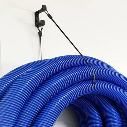 Heavy Duty Wall-Mounted Metal Hose Bracket, Pool & Garden Hose Organizer - Holds Up to 60 Feet (50 lbs)