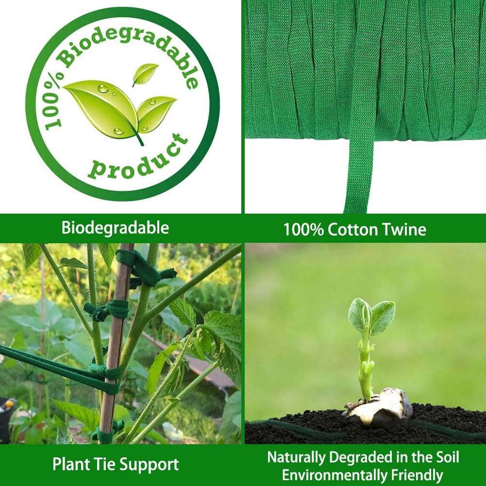 Plant Ties, 164 Feet 8mm Green Garden Twine for Tomato