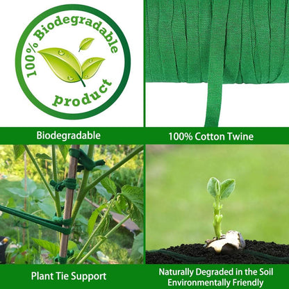 Plant Ties, 164 Feet 8mm Green Garden Twine for Tomato
