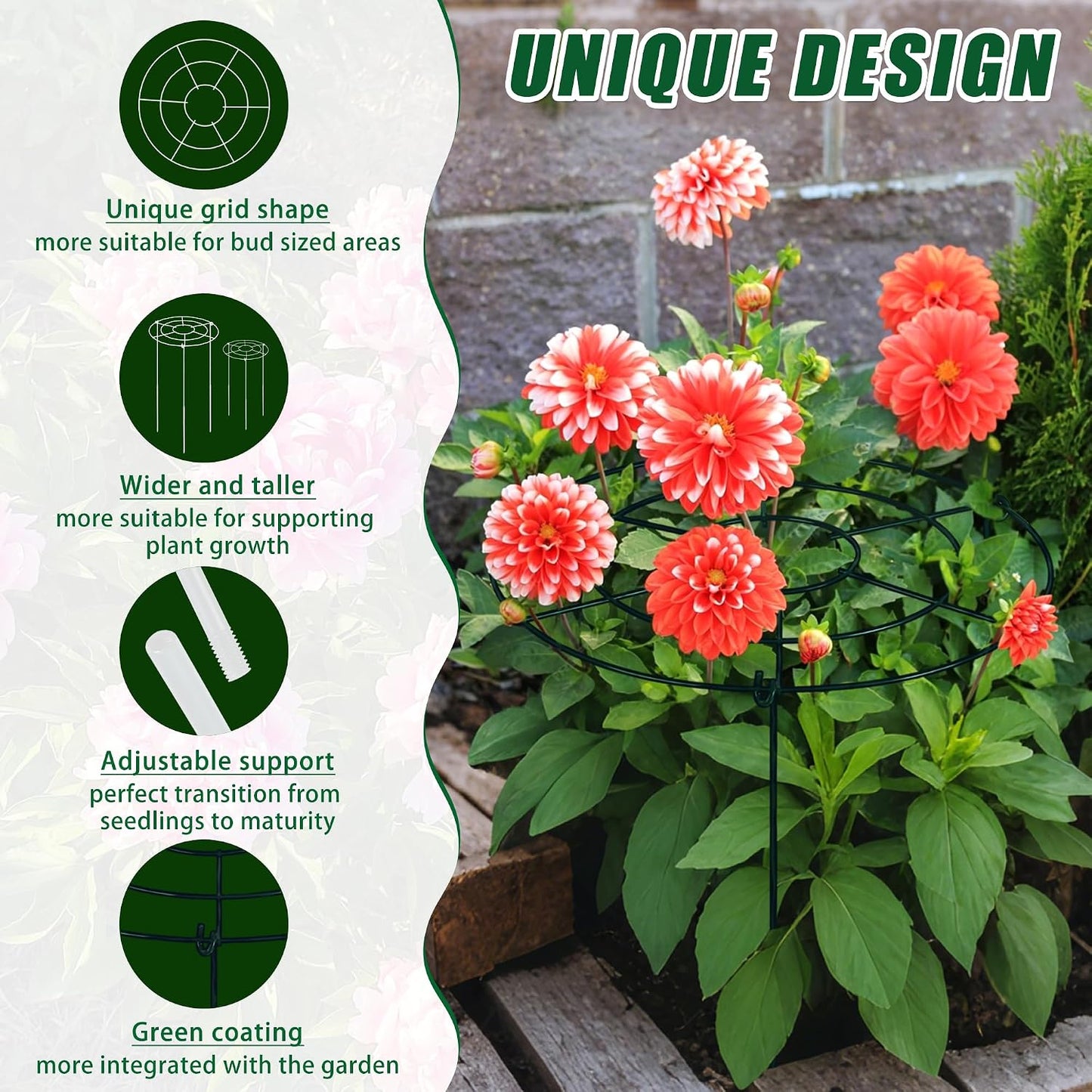 Peony Cages and Supports, 30"H x 13.8"D Plant Supports for Outdoor Plants