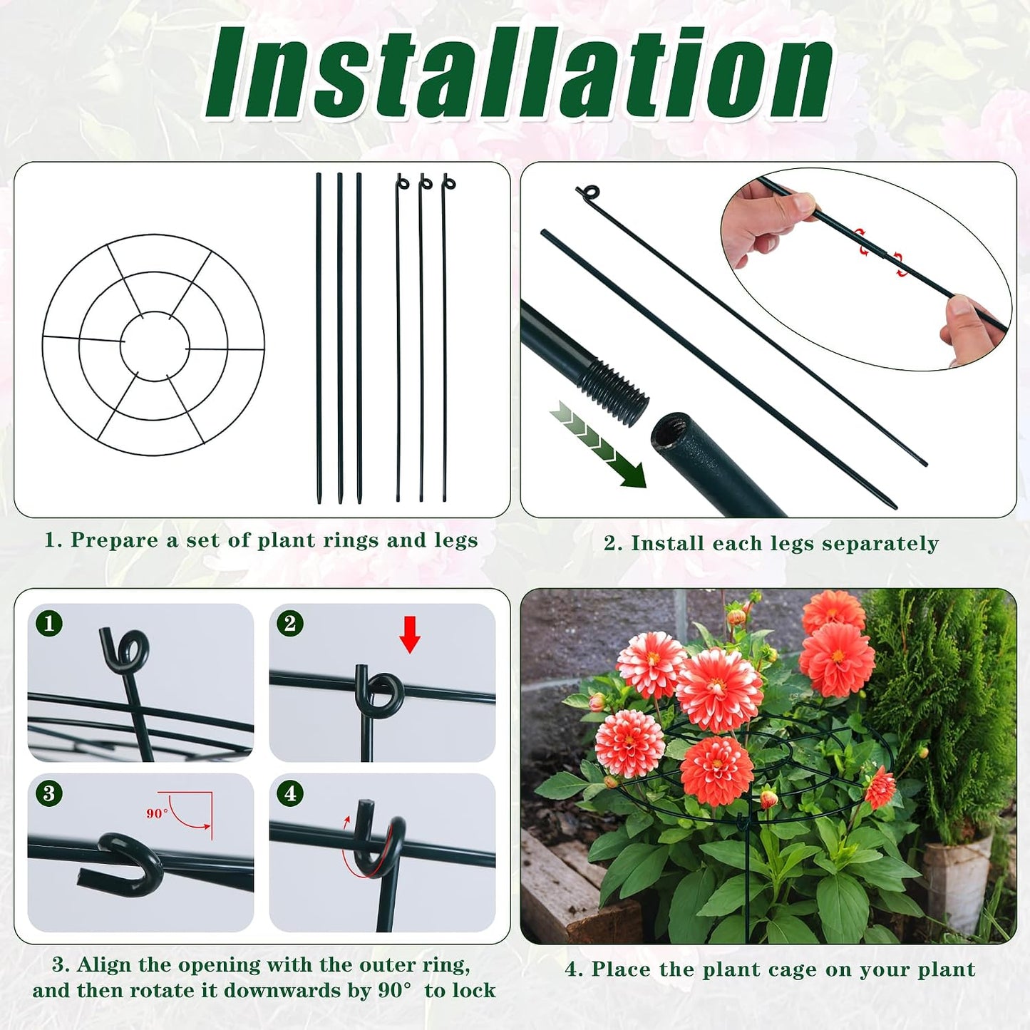 Peony Cages and Supports, 30"H x 13.8"D Plant Supports for Outdoor Plants