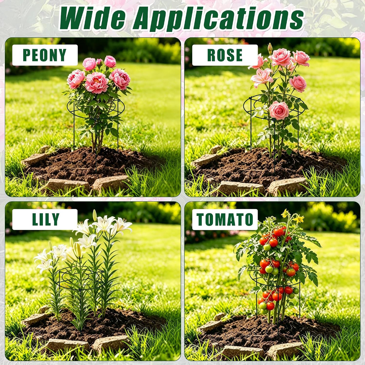 Peony Cages and Supports, 30"H x 13.8"D Plant Supports for Outdoor Plants